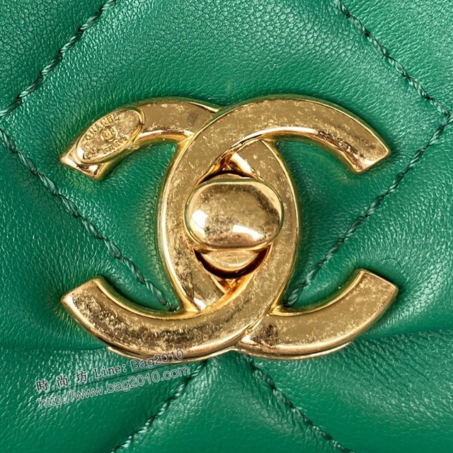 Chanel專櫃22A新款經典菱格口蓋包 AS3365小號 香奈兒粗曠金色鏈子潤飾手袋小羊皮女包 djc5104